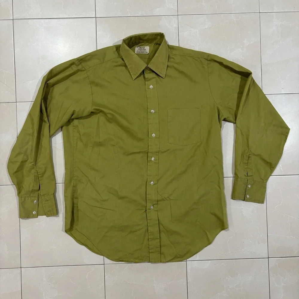 Vintage 70s Kent Collection Arrow Decton Perma Iron Button Shirt Men's 16 34